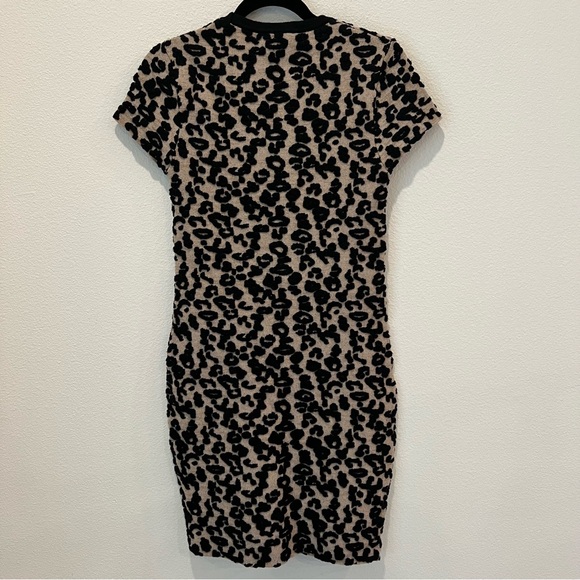 Free People Leopard Print Mini Dress Size S Bodycon Chunky Knit Wool/cotton Blen - Picture 5 of 9